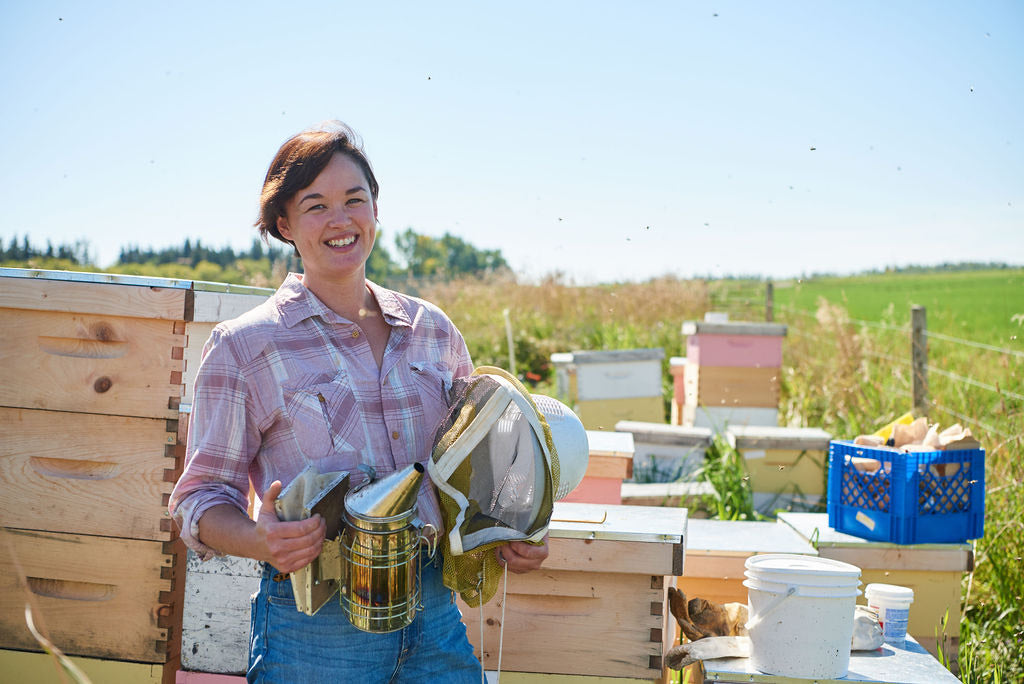 Beekeeper Amber Yano on her farm